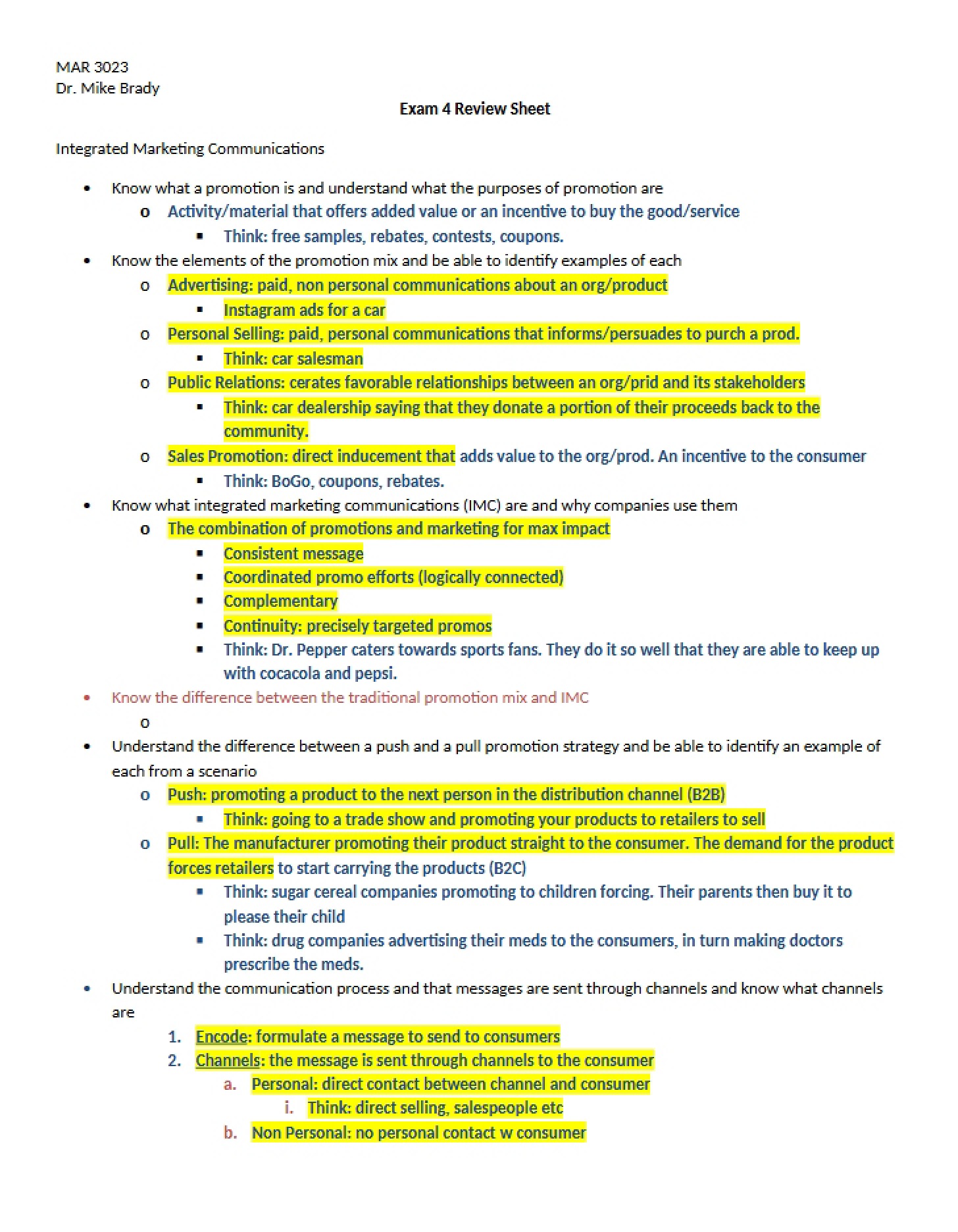 Preparation for Exam 4