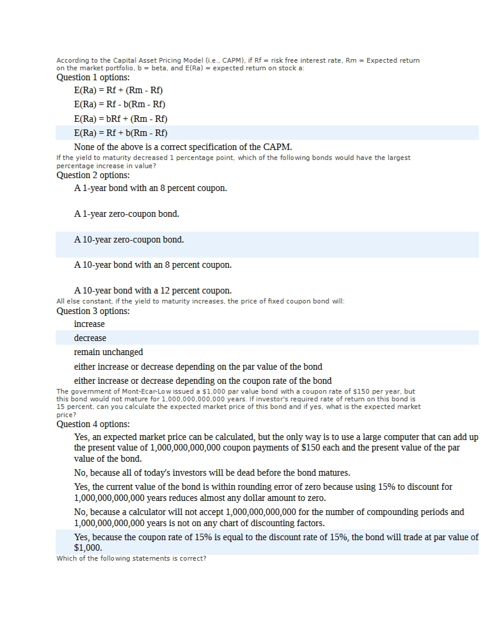 Corporation Finance Examination