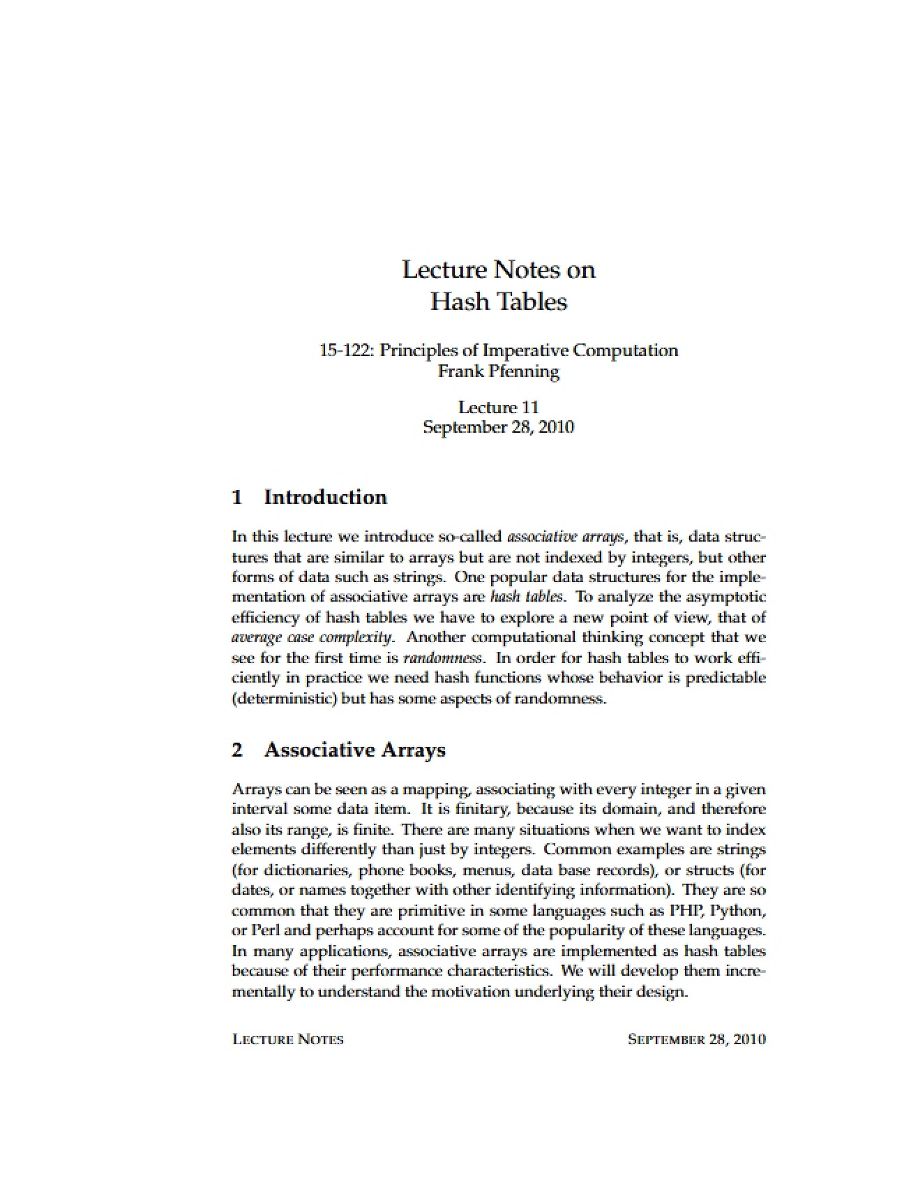 Hash Table Lecture Notes