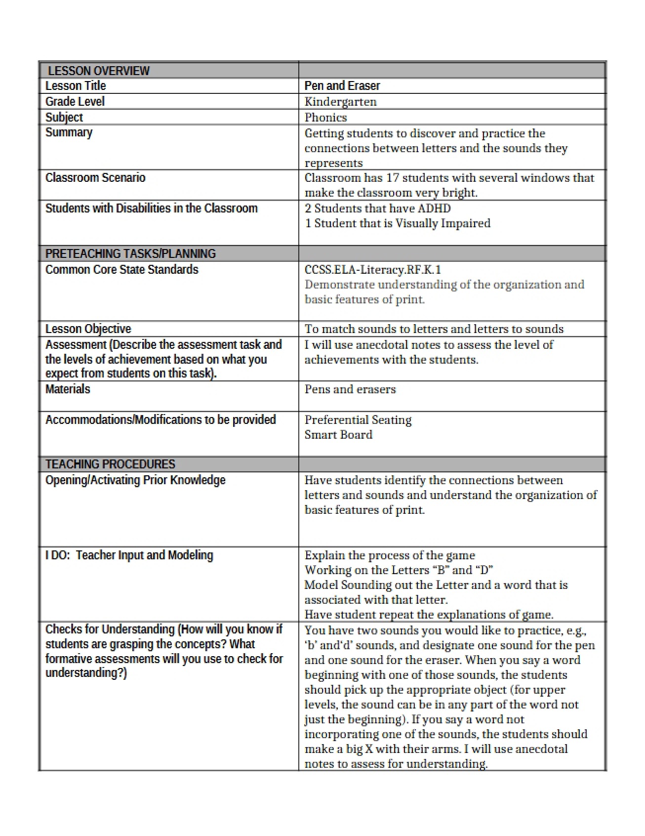 Lesson Outline