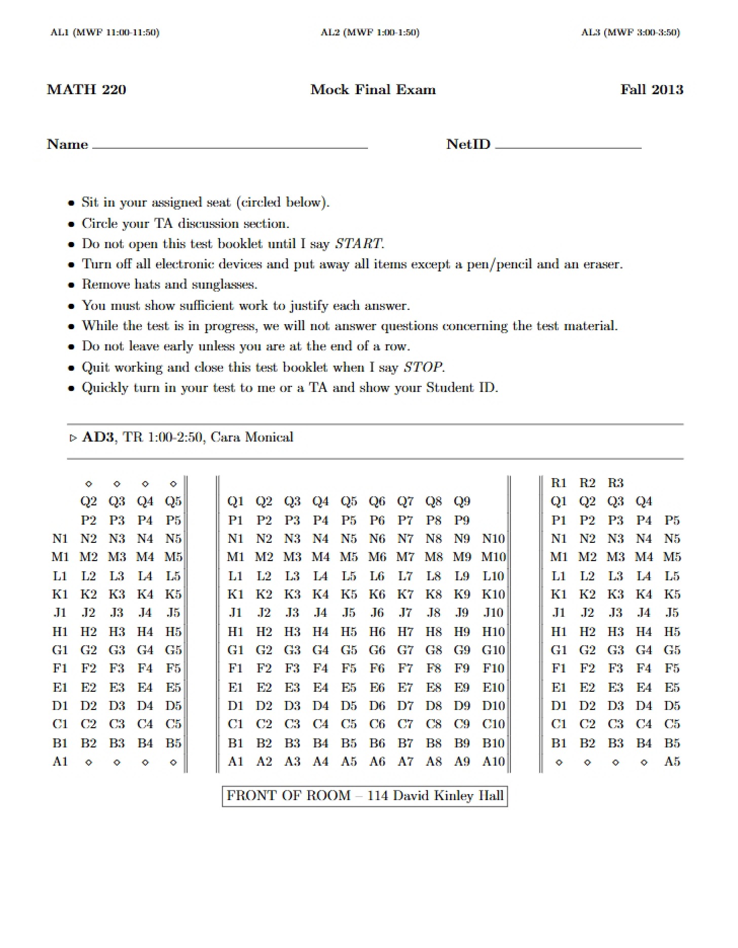 Mock Final Exam
