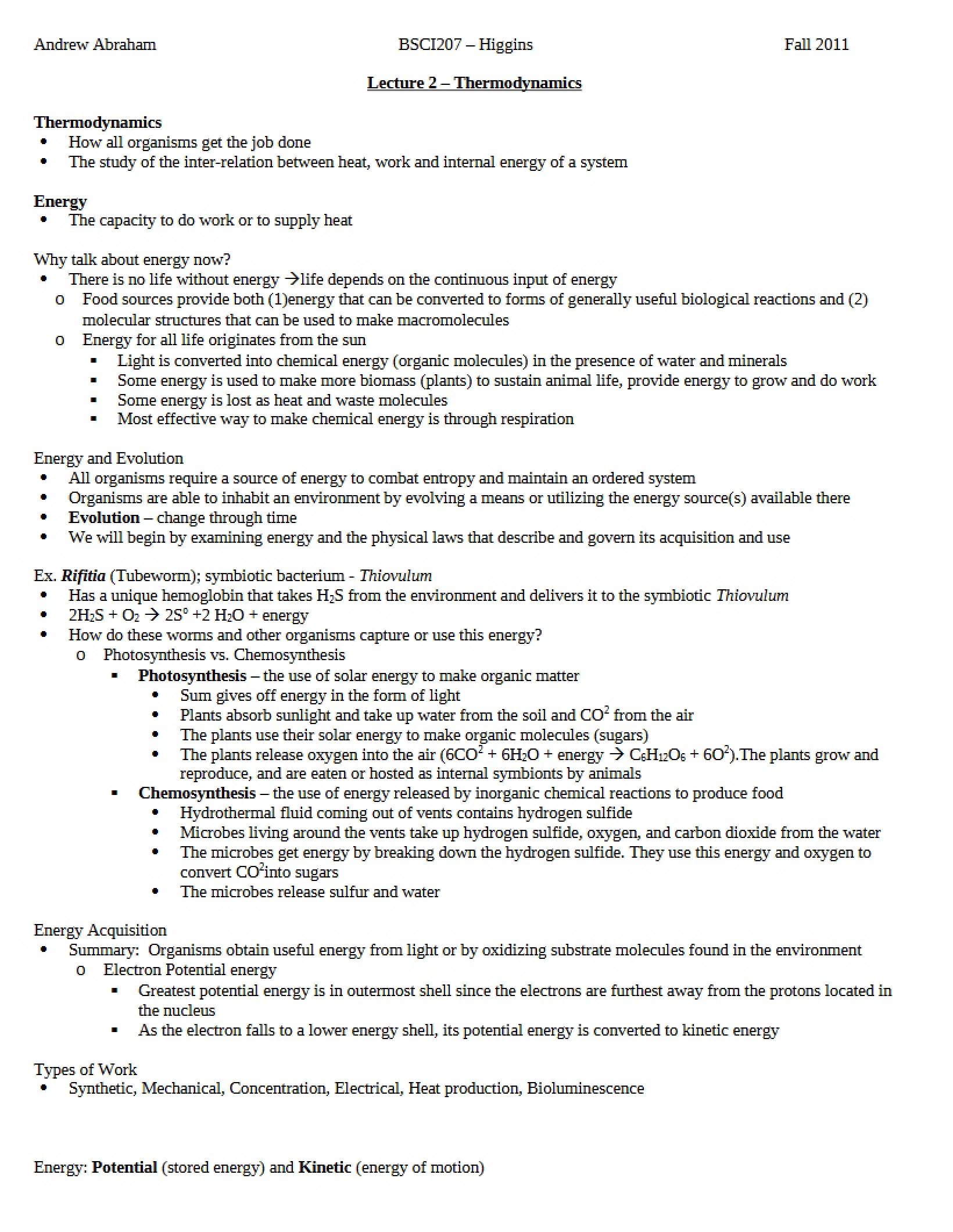 Thermodynamics Lecture 2