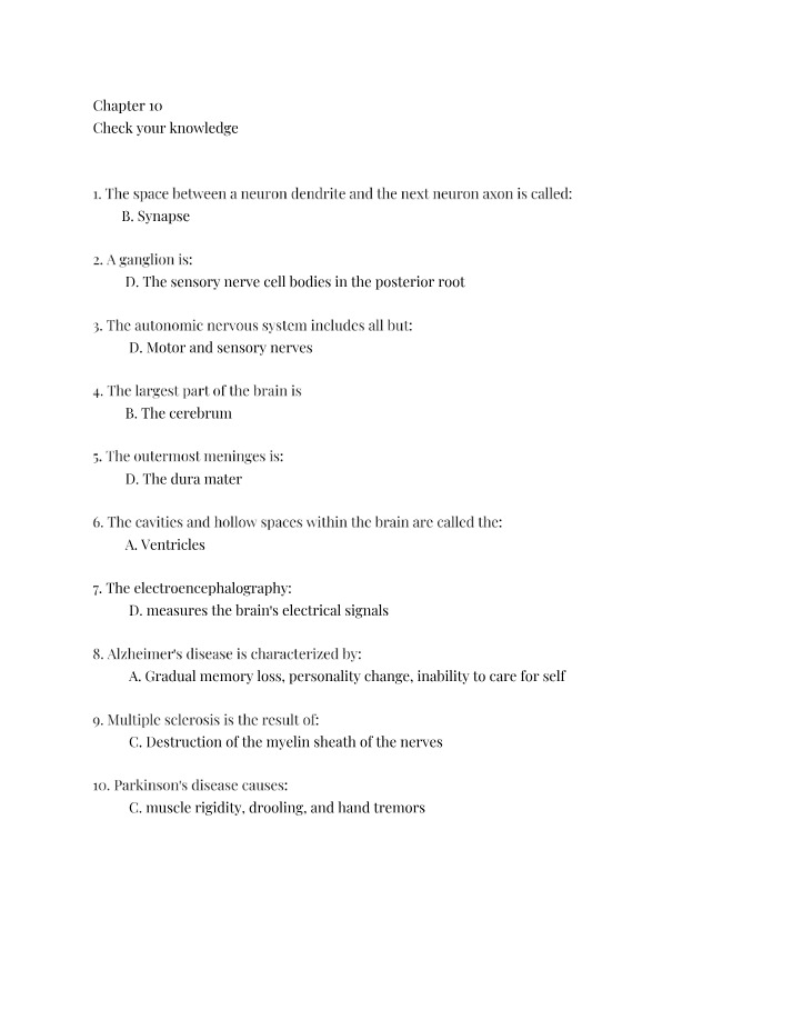 Check Your Knowledge - Chapter 10
