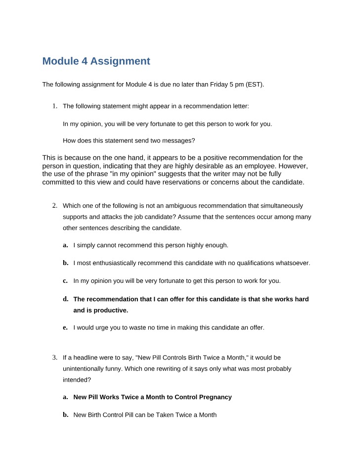 Assignment for Module 4
