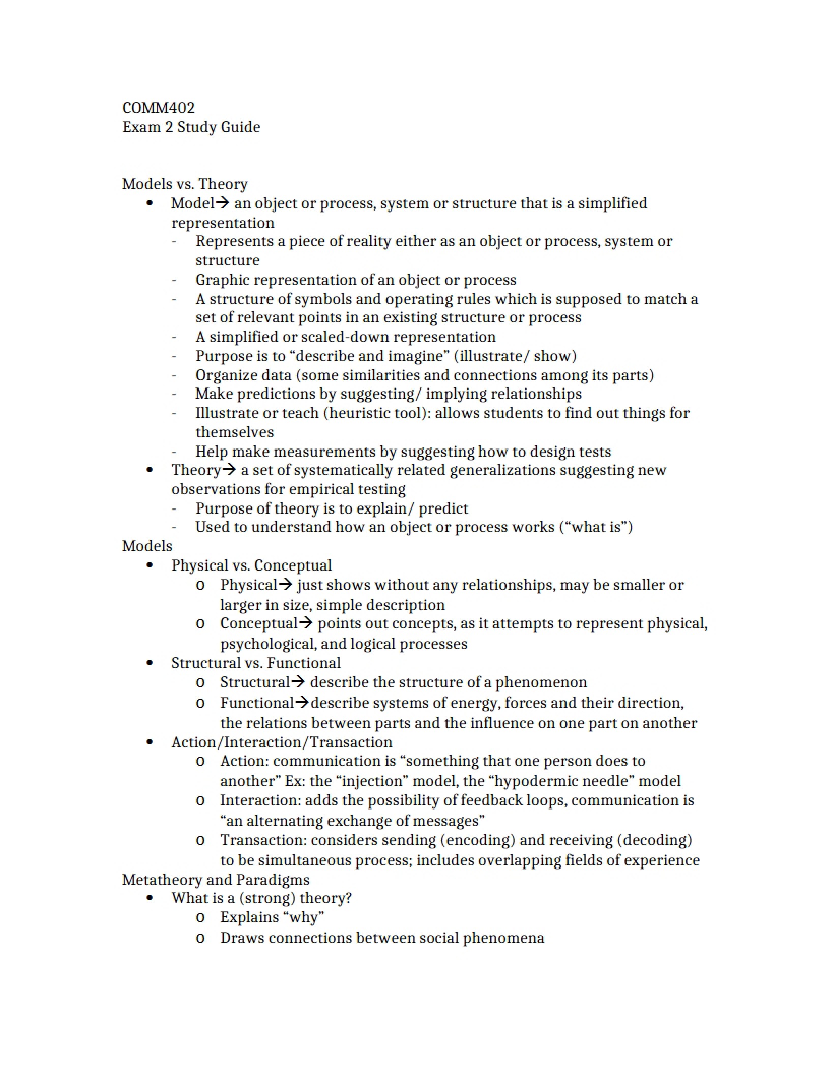 Study Guide for Second Test