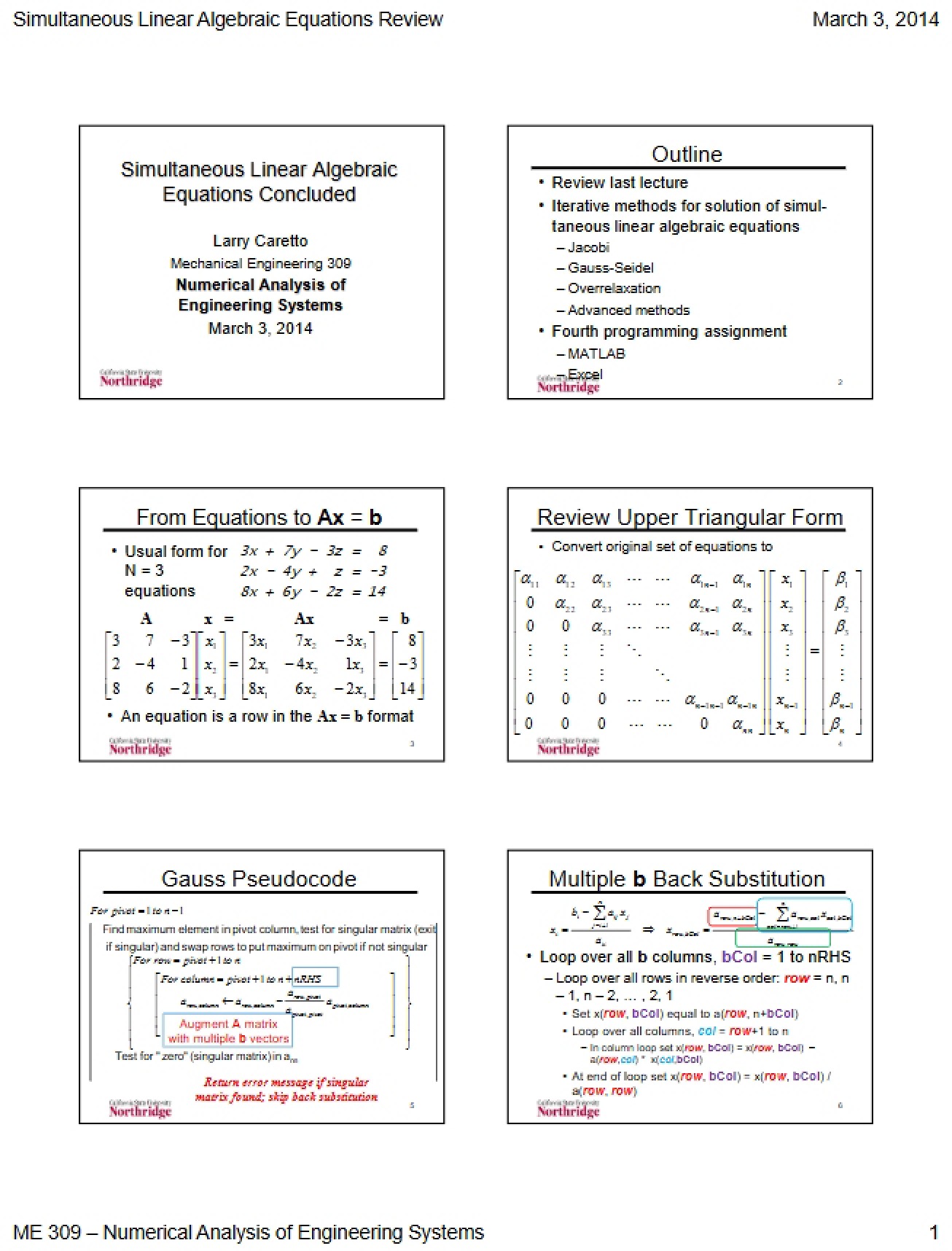 Conclusion of Simultaneous Linear Algebraic Equations