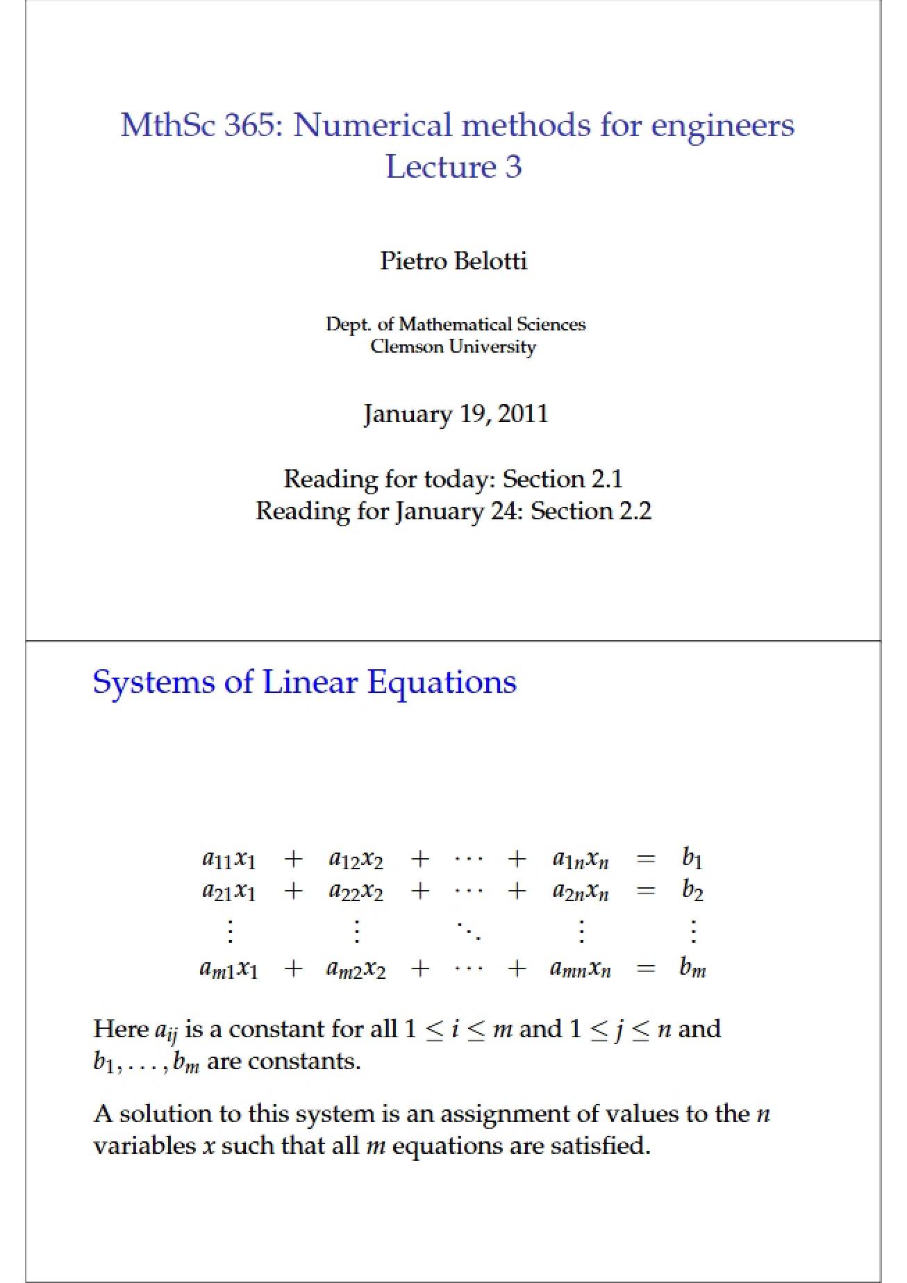Numerical Methods Lecture Three