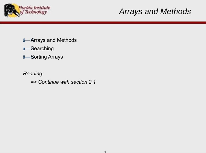 Methods and Arrays
