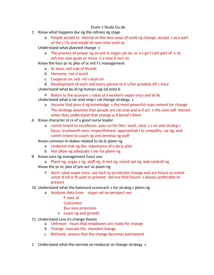 Study Guide for Organizational Change and Leadership