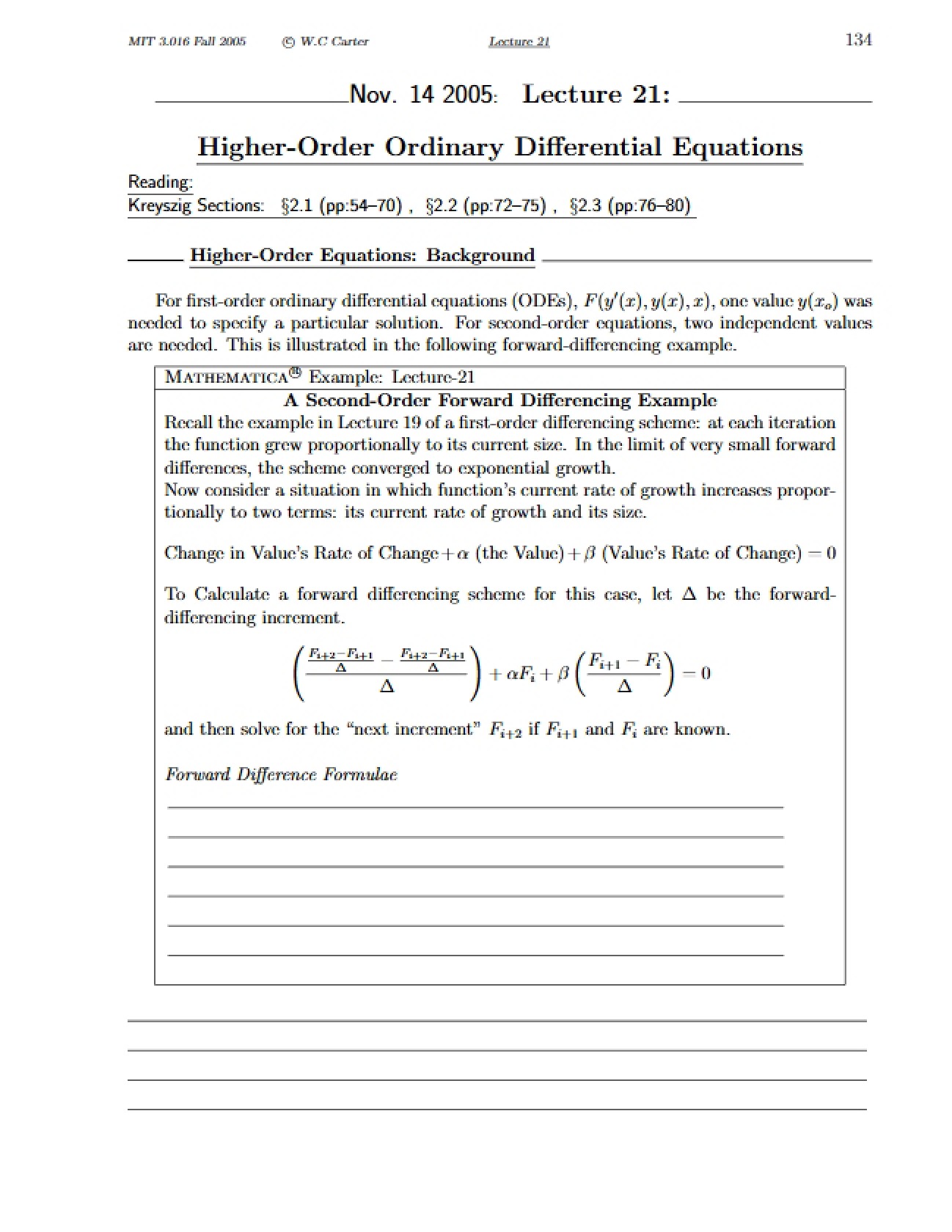 Ordinary Differential Equations of Higher Order