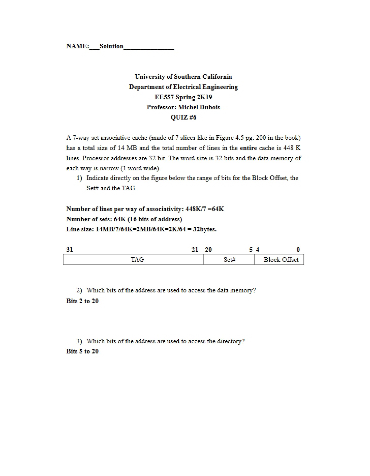 Solution for Quiz Six
