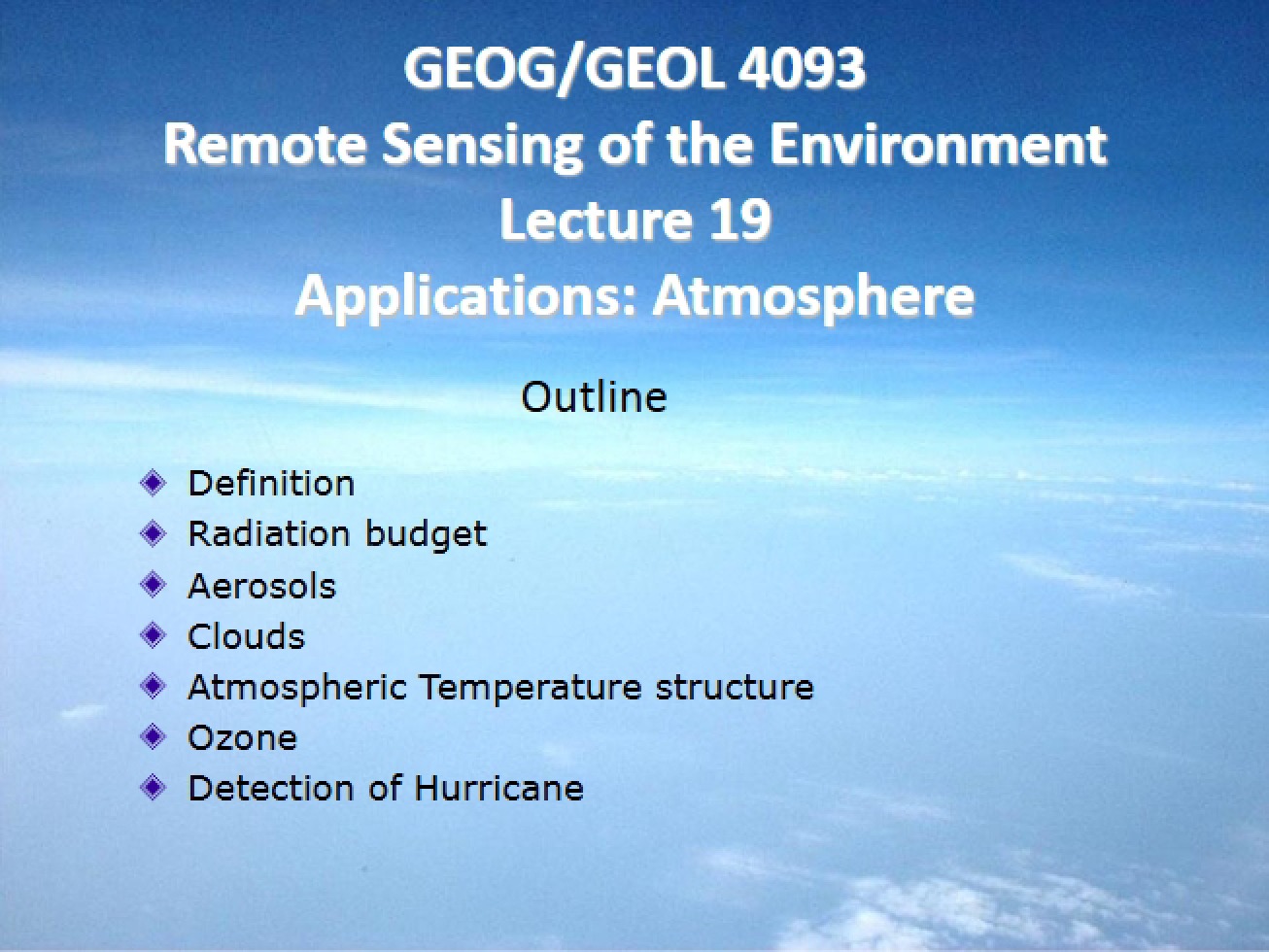 Applications of Remote Sensing Atmosphere