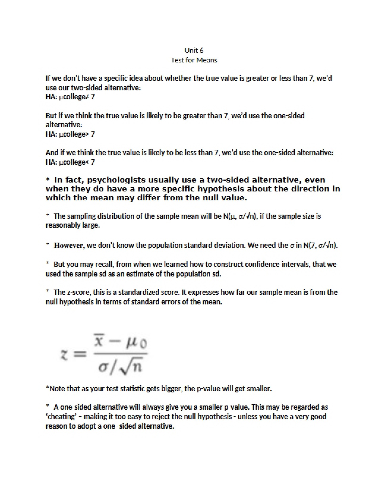 Statistics Study Guide