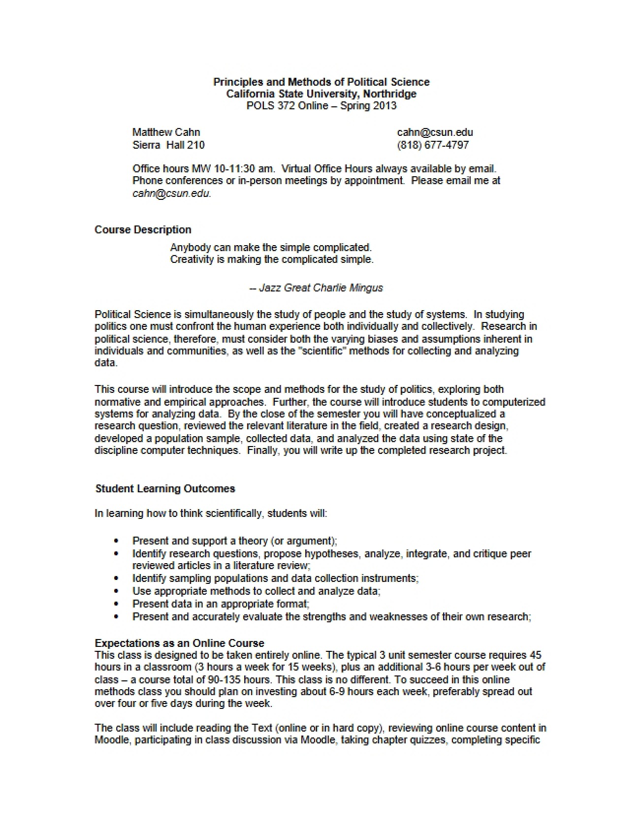 Principles and Methods of Political Science Syllabus