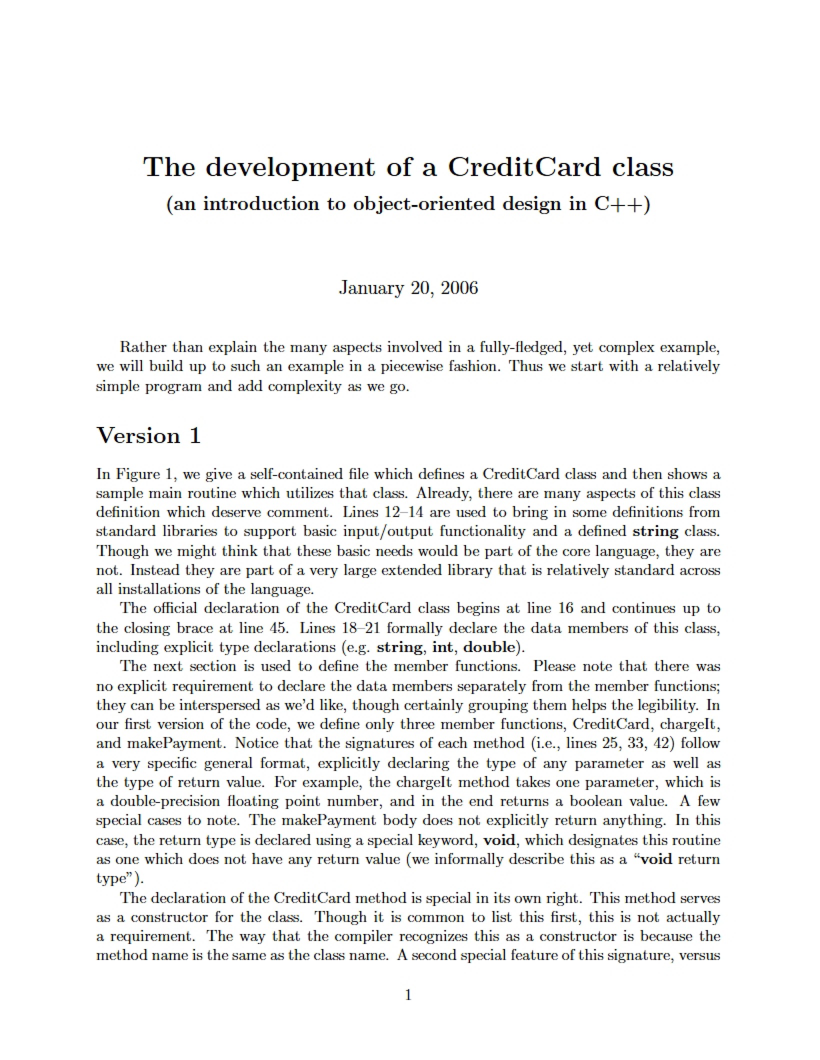 CreditCard Class Development