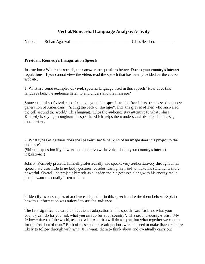 Verbal and Nonverbal Language Analysis Activity