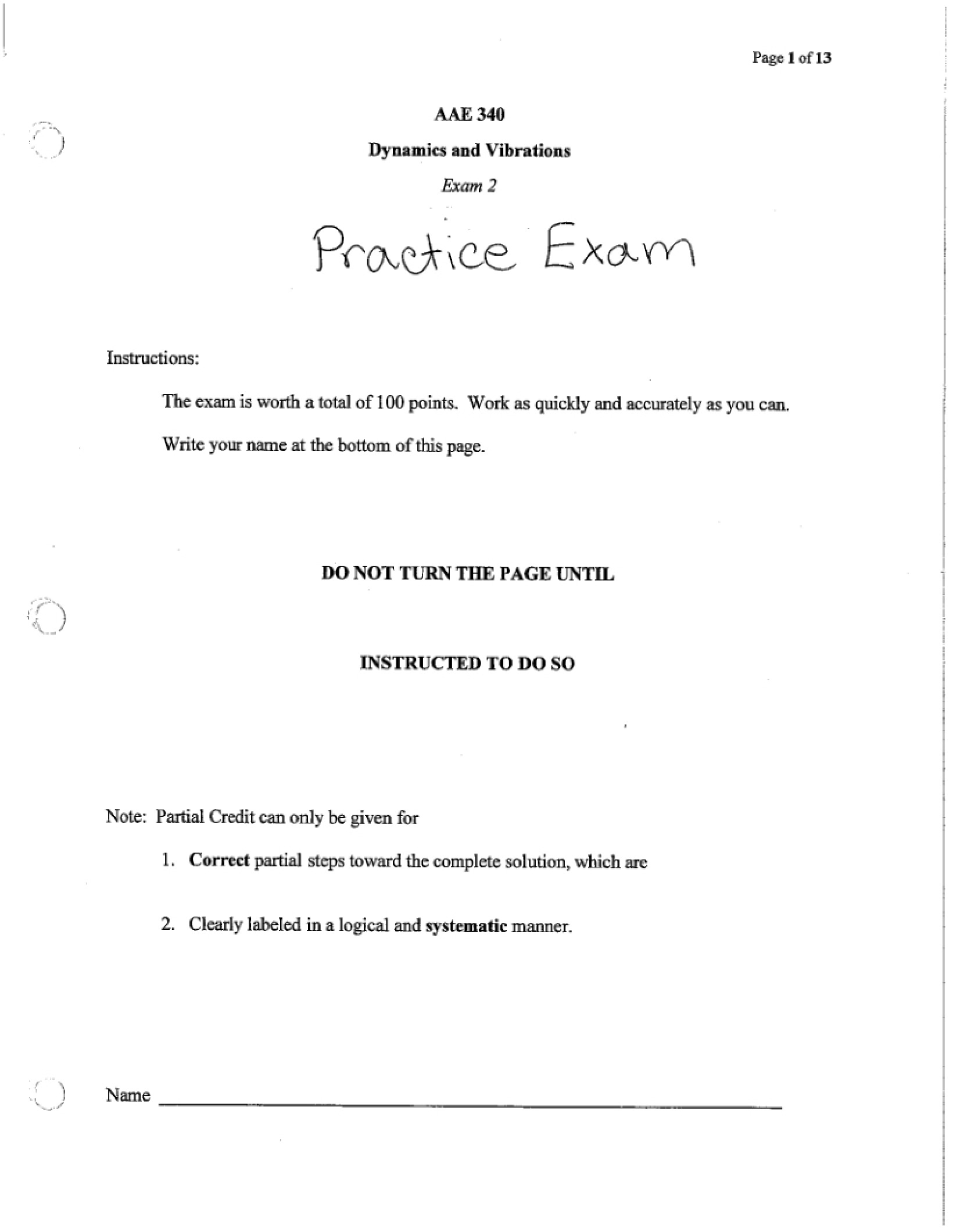 Second Practice Examination