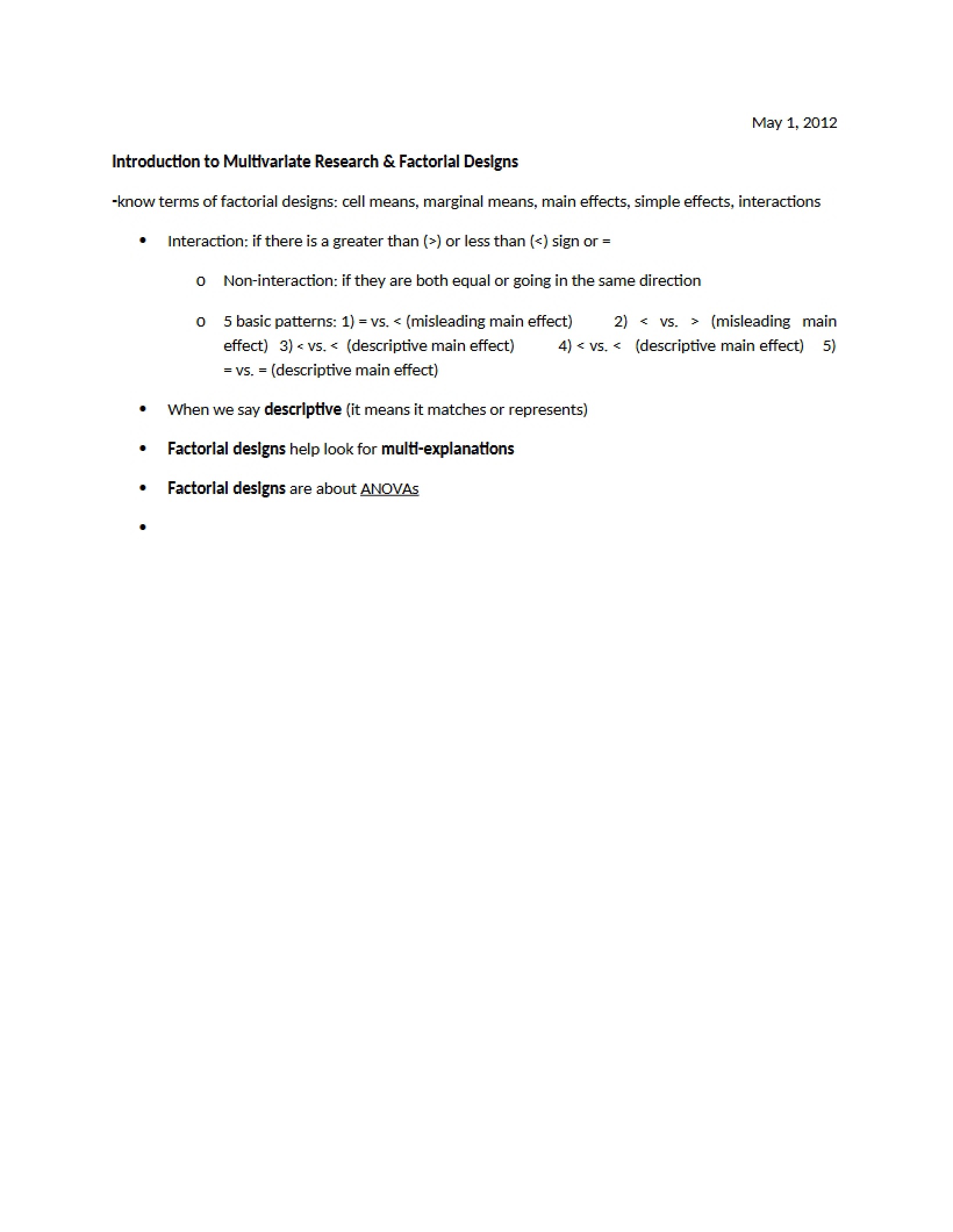 Factorial Designs and Multivariate Research Intro