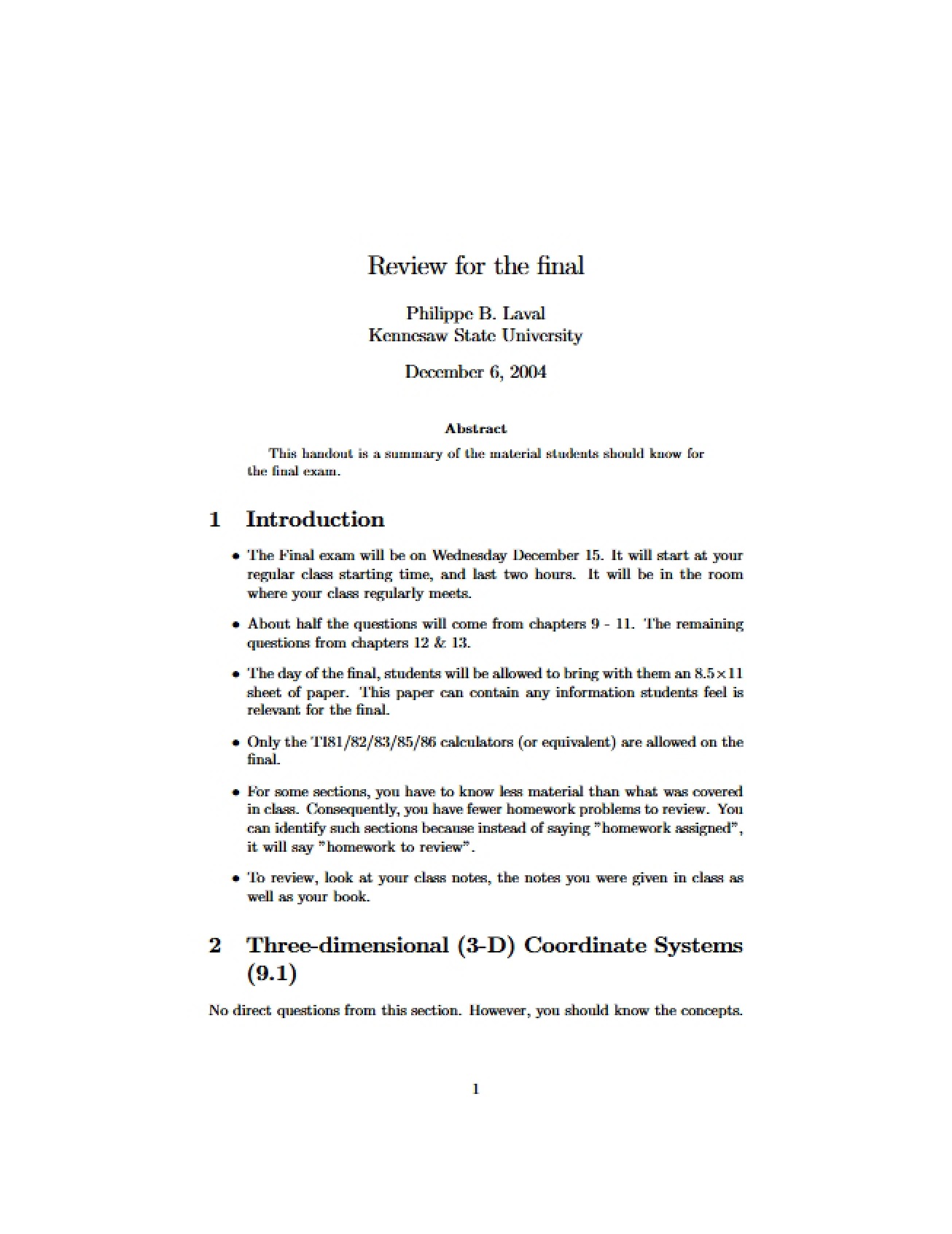 Comprehensive Final Exam Review