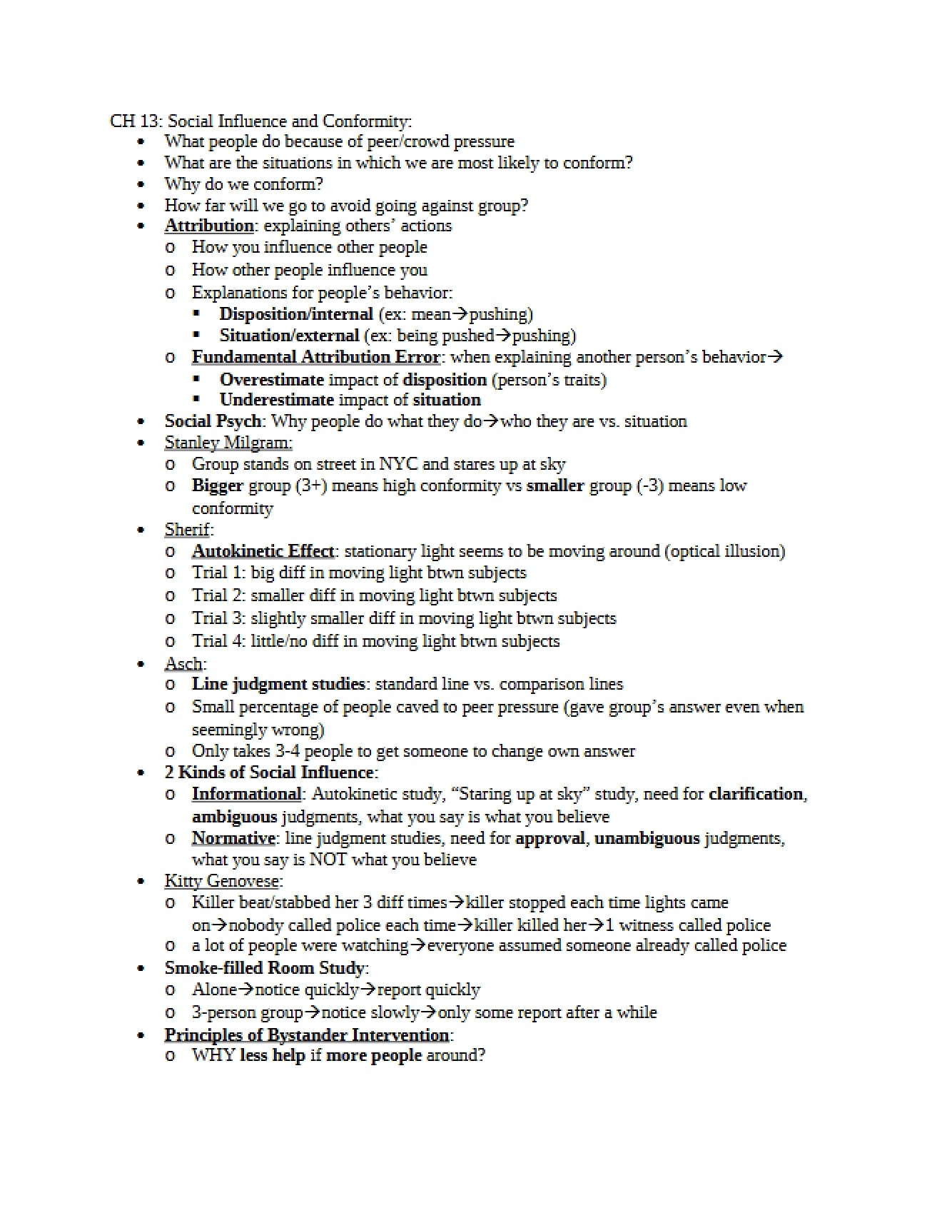 Conformity and Social Influence (Ch 13)