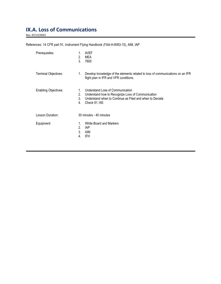 Week 7 Lesson Plan - CFII