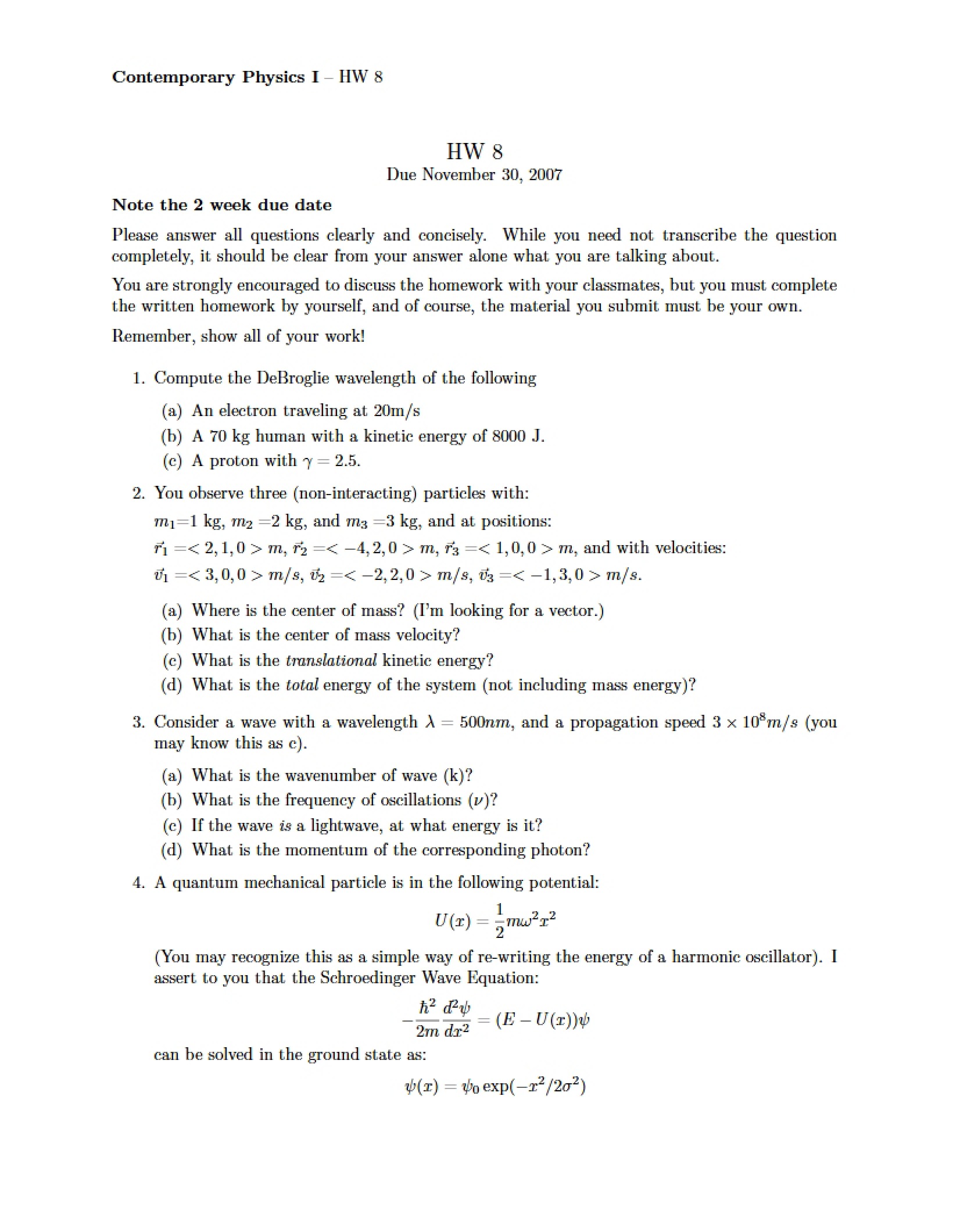 Eighth Homework Assignment
