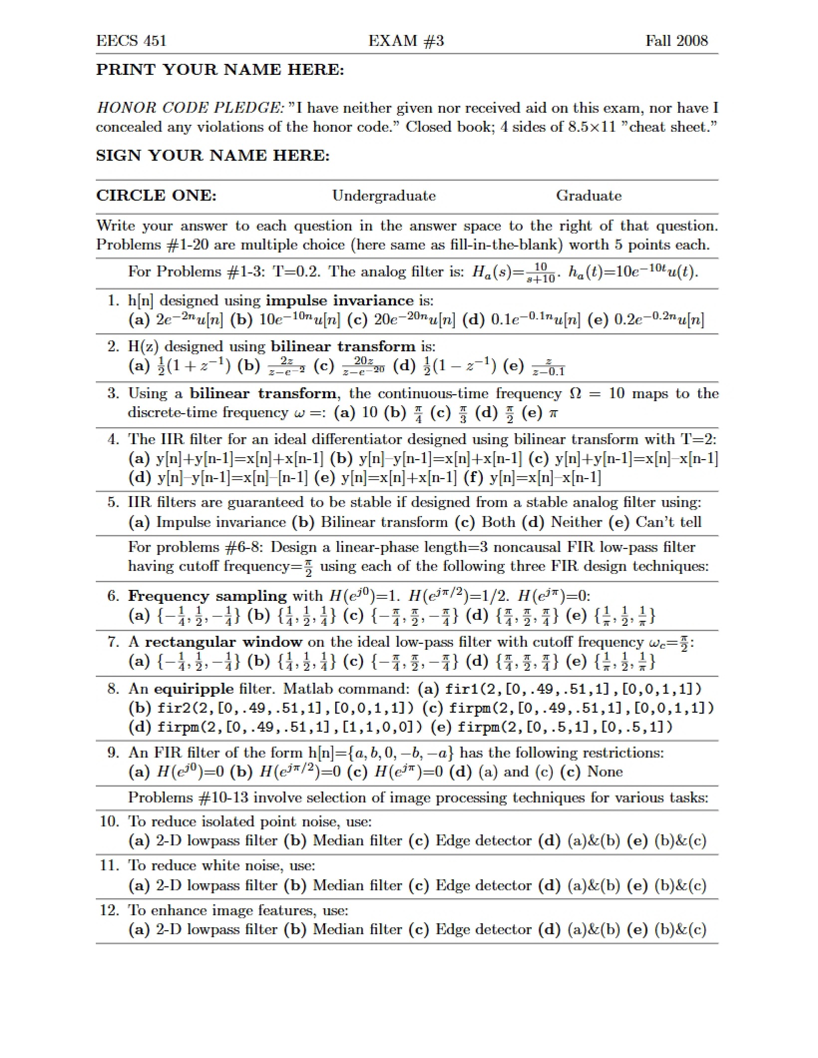 Third Exam