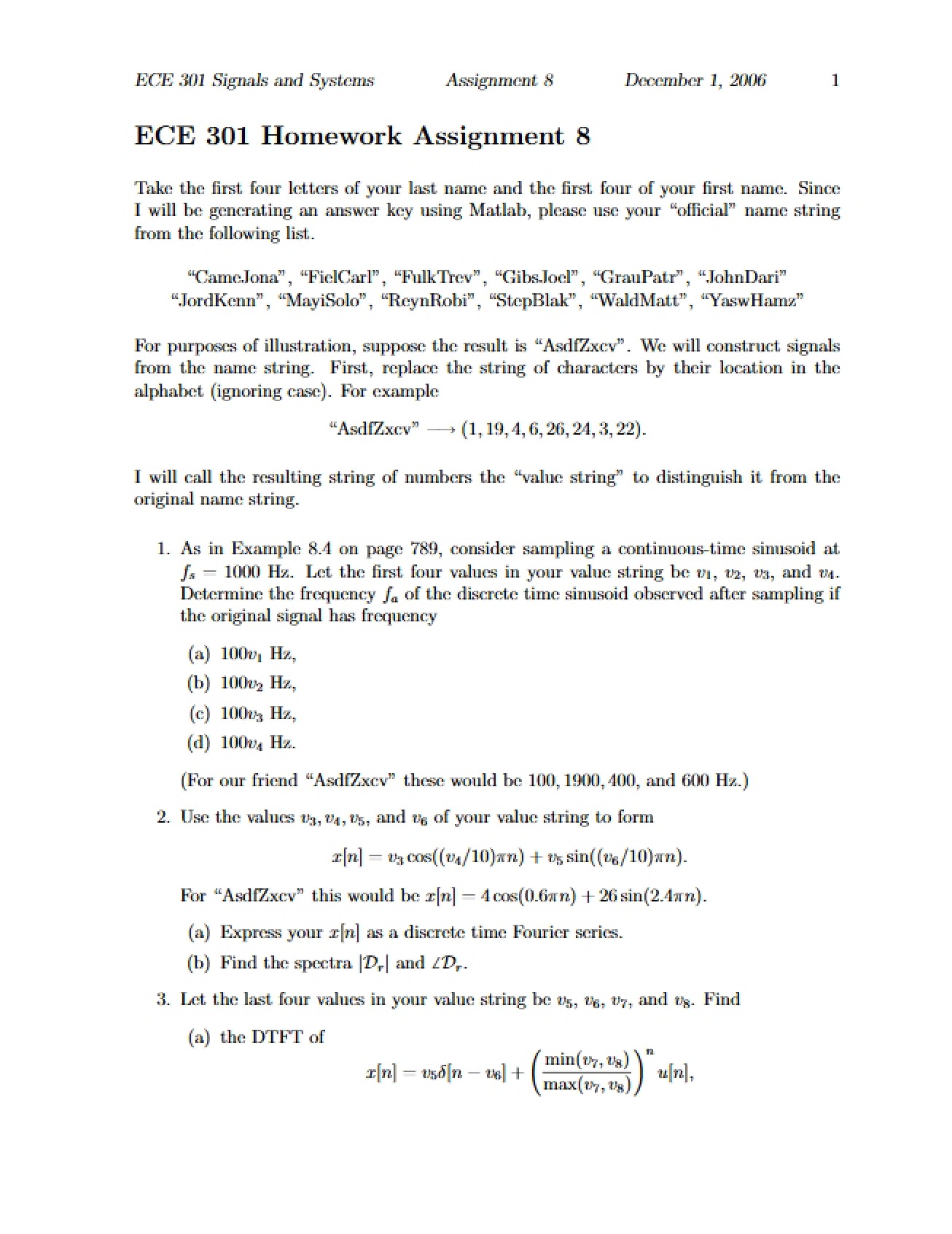 Assignment 8 Homework