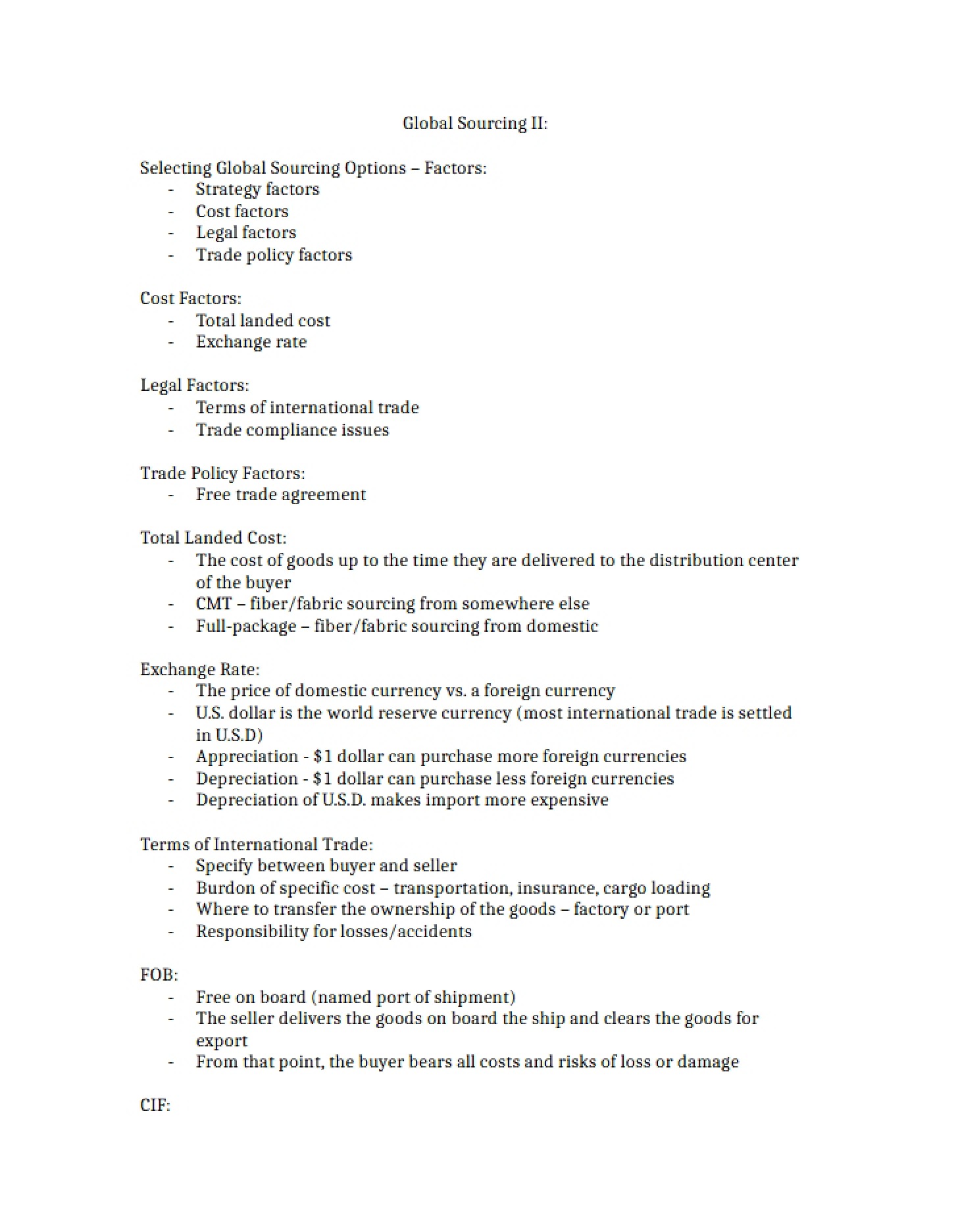 Global Sourcing Notes Part 2