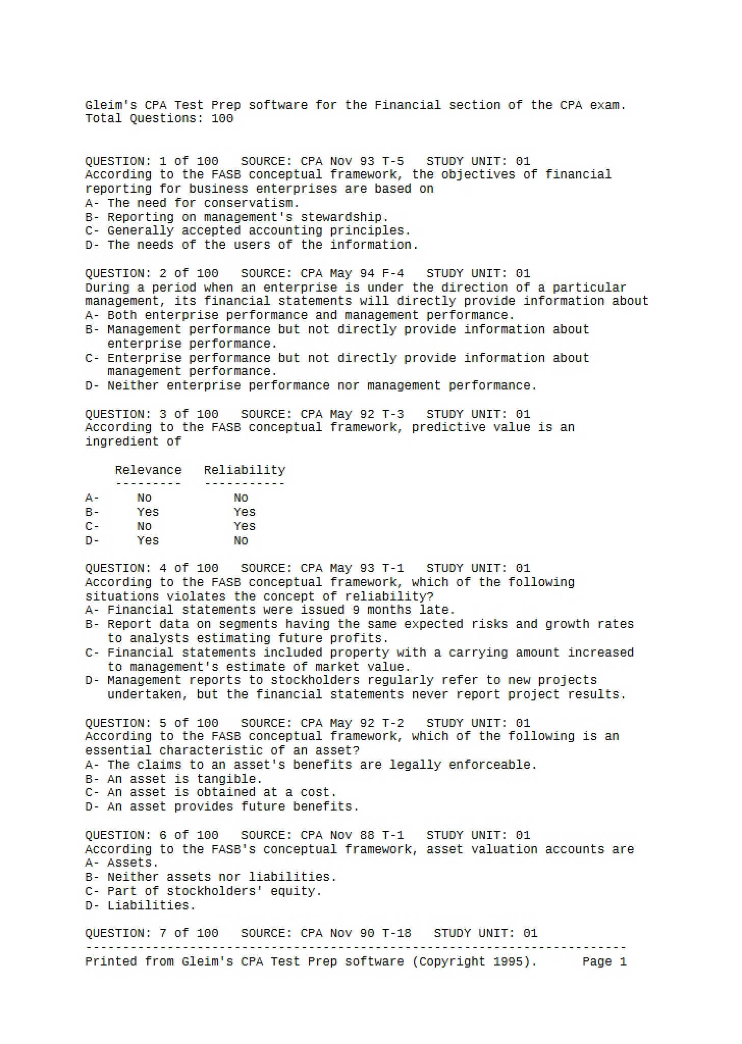 CPA Financial Exam Section