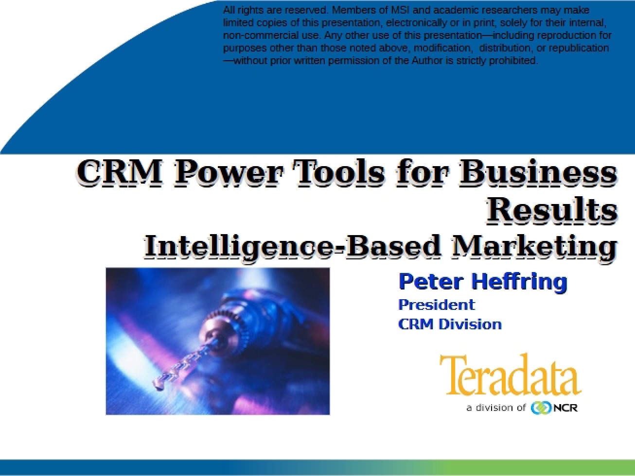 Presentation on Teradata MSI