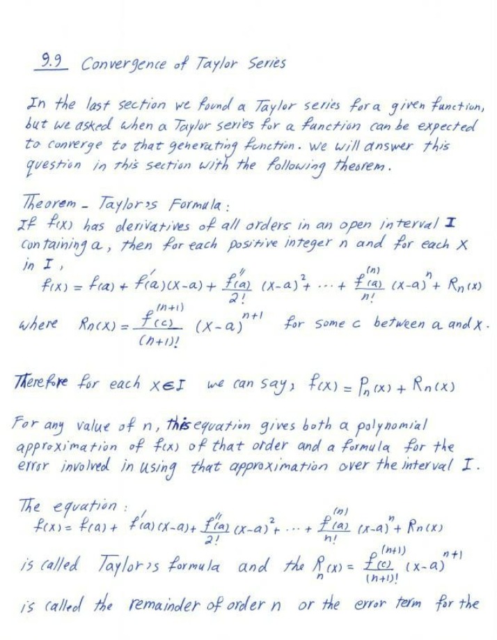 Taylor Series Convergence