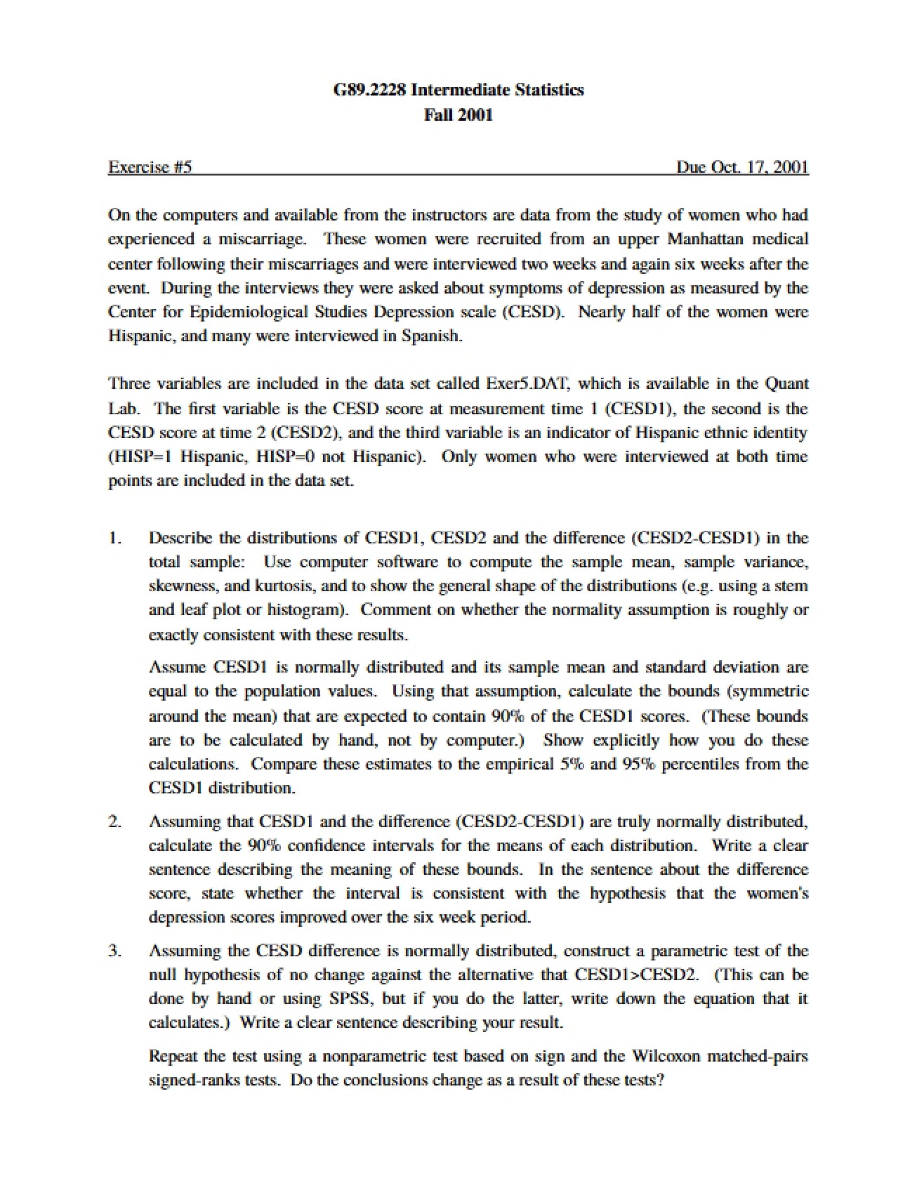 Statistical Methods Exercise 5