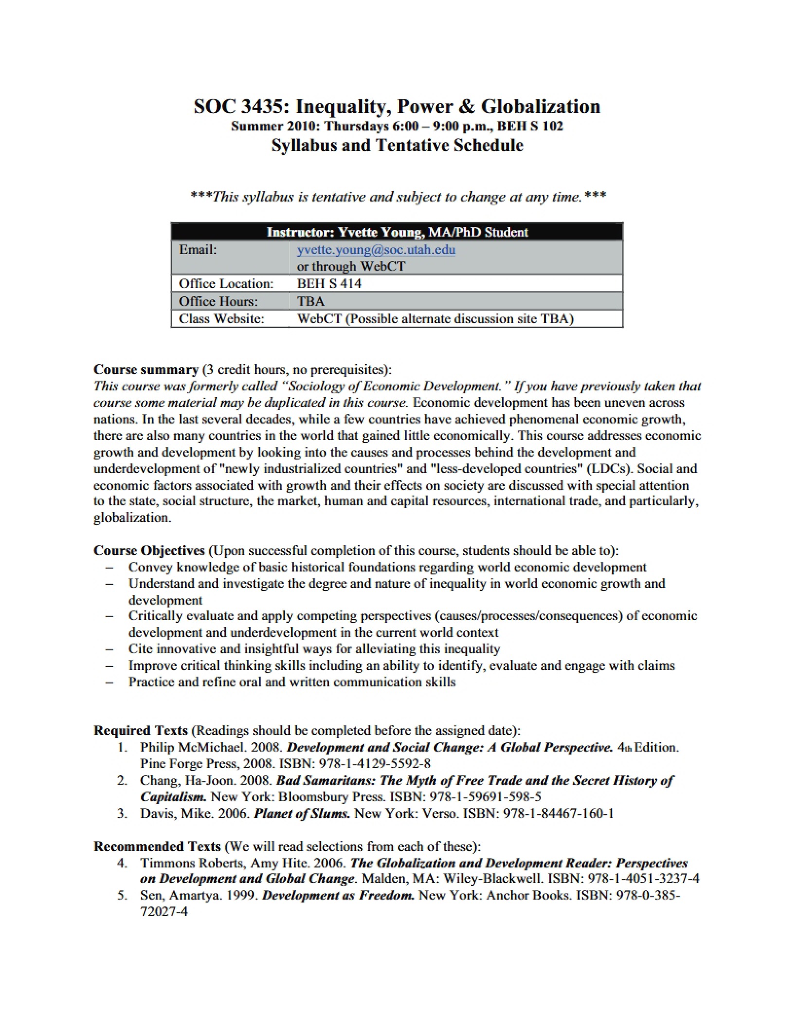 Syllabus for SOC 3435