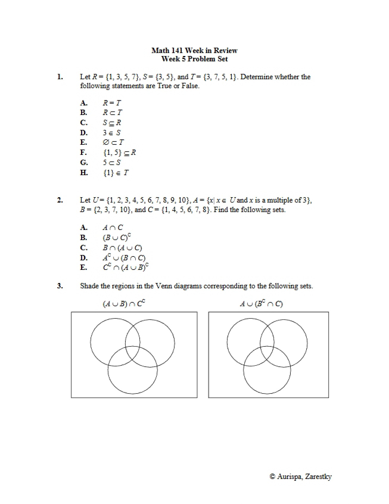 Math 141 Week in Review 5 - MATH 141
