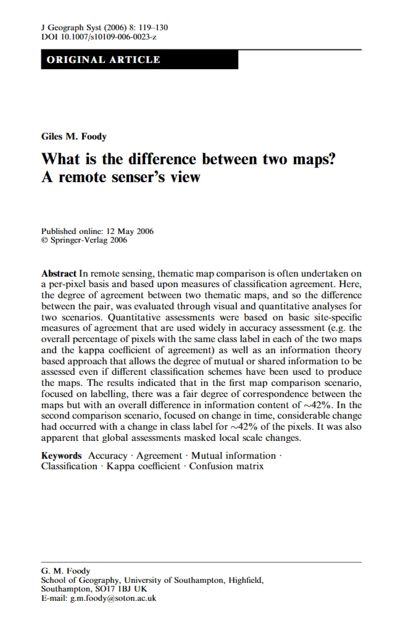 Measuring the Difference Between Two Maps