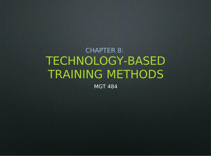 Advantages of Technology-Based Training Using Blackboard