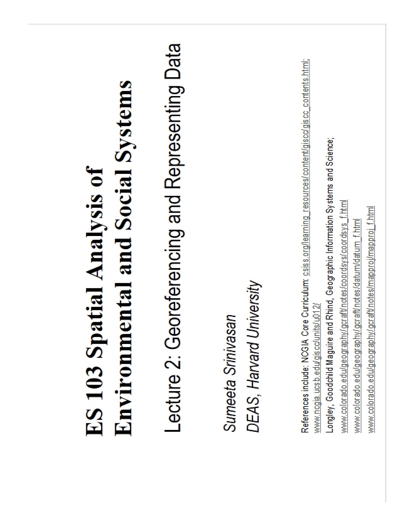 Spatial Analysis Lecture 2
