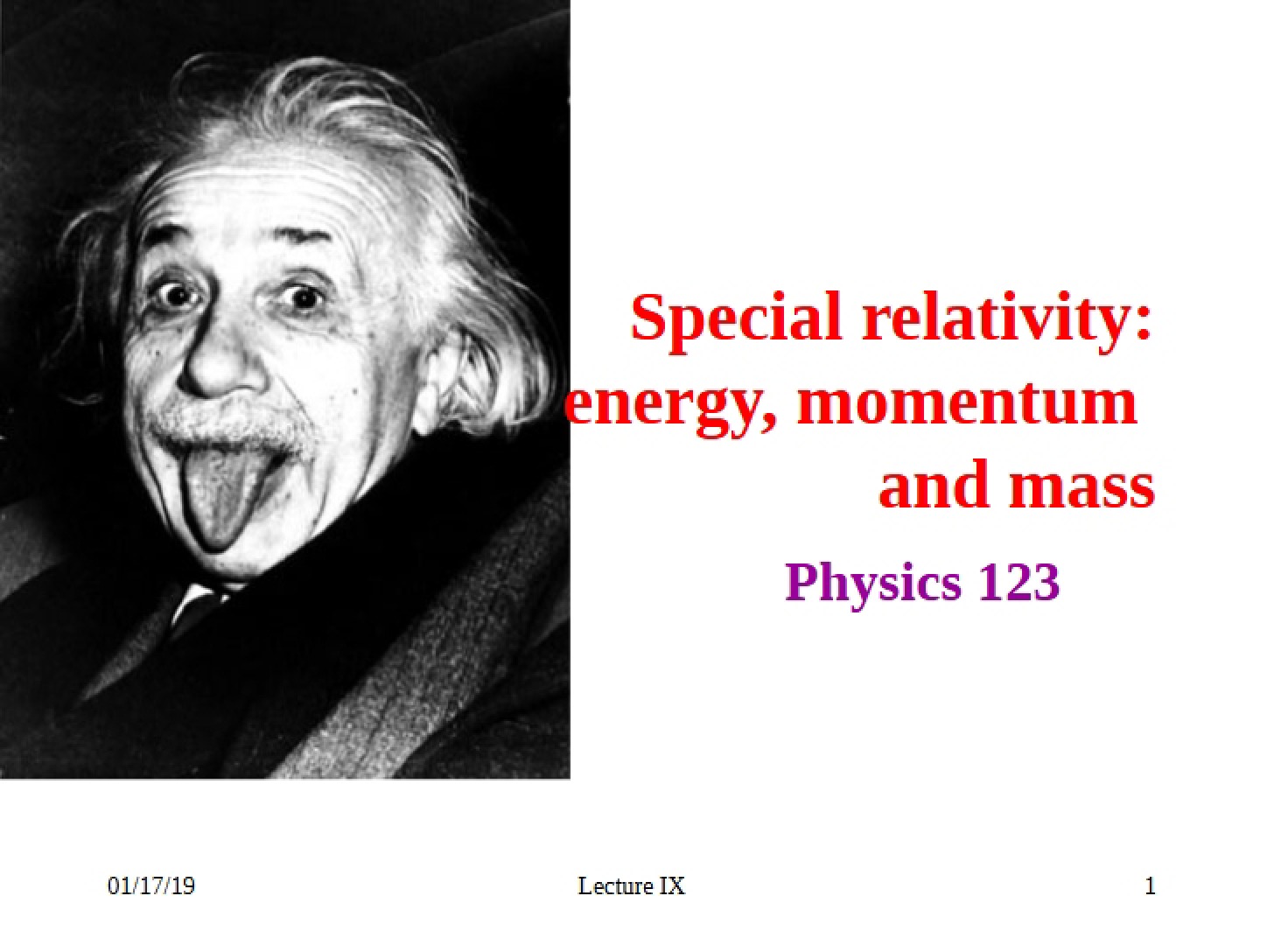 Special Relativity Notes (Lecture 9)