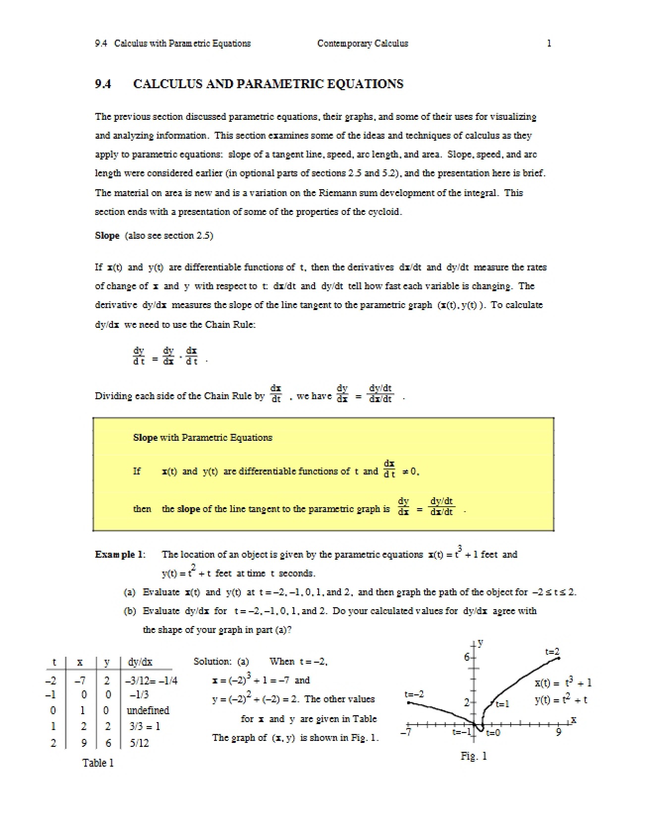 Parametric Equation Calculus II