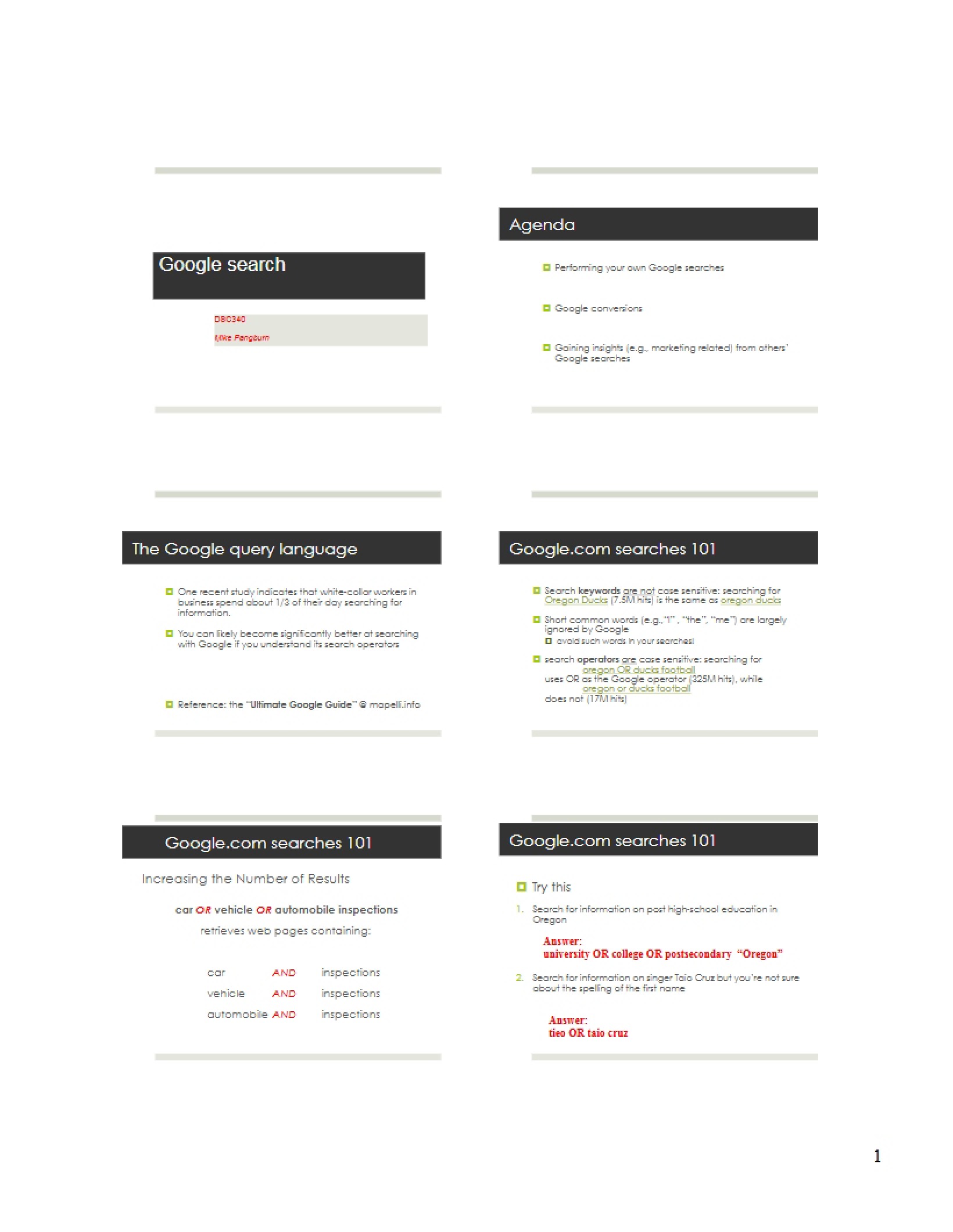 Search Engine Mechanics (Google)