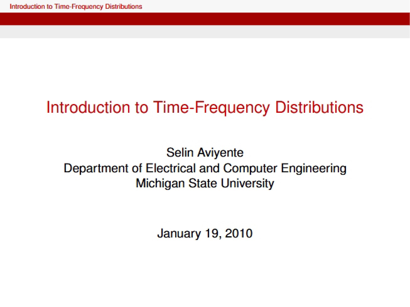 Time Frequency Introduction