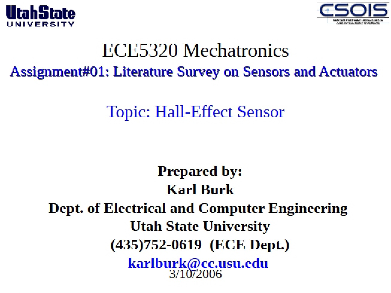 Sensor based on Hall Effect