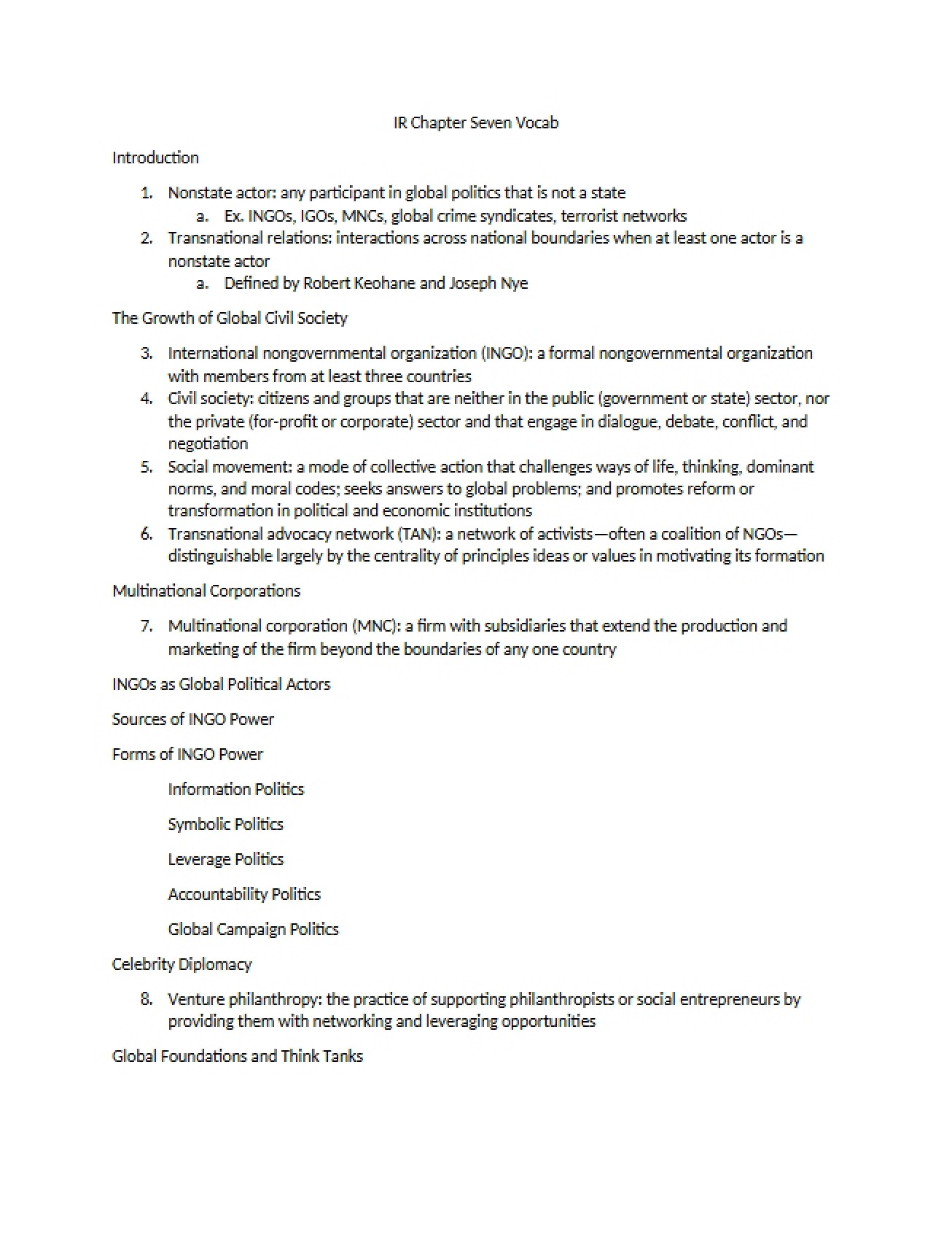 Int Rel Lecture Notes
