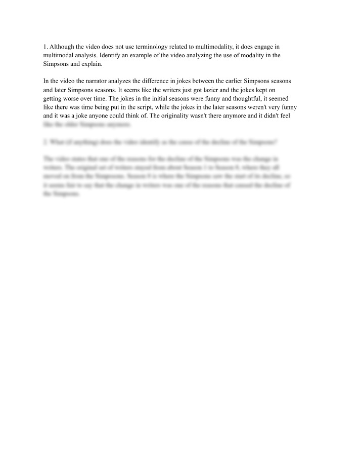 The Simpsons Decline - A Multimodal Analysis