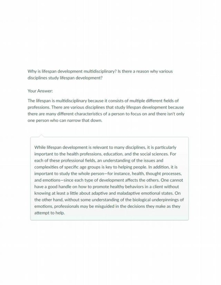 Why Lifespan Development is Multidisciplinary
