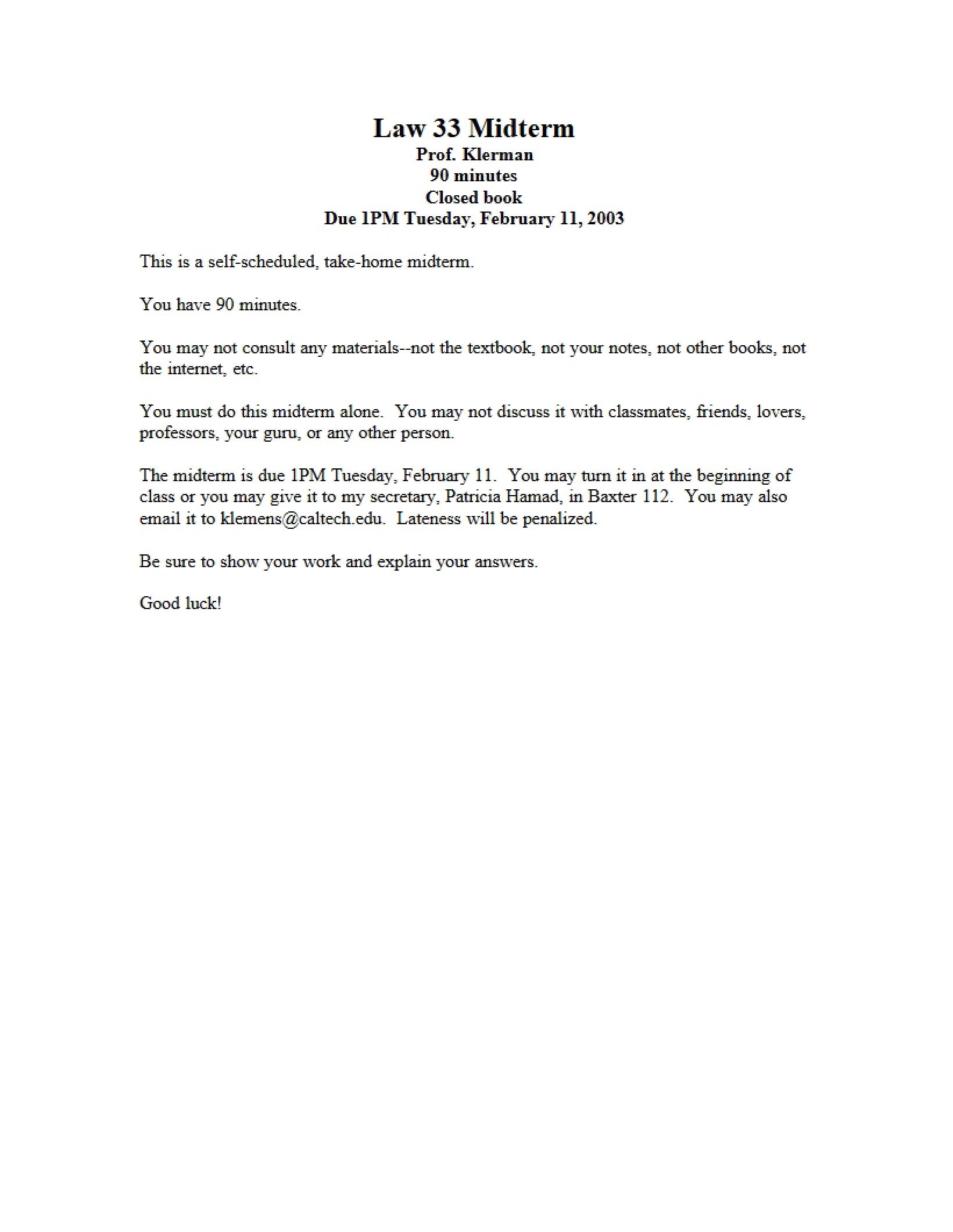 Mid-Semester Evaluation