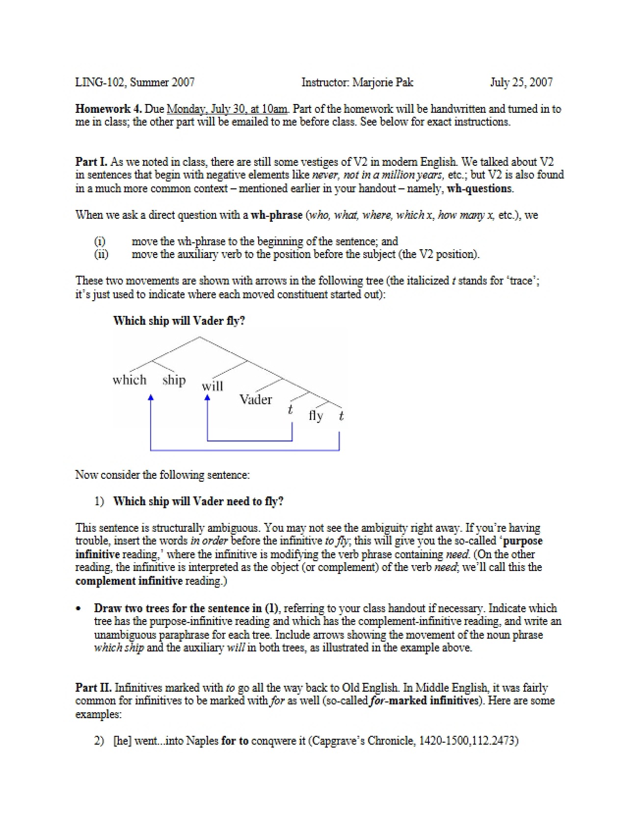 LING 102 Homework (II)