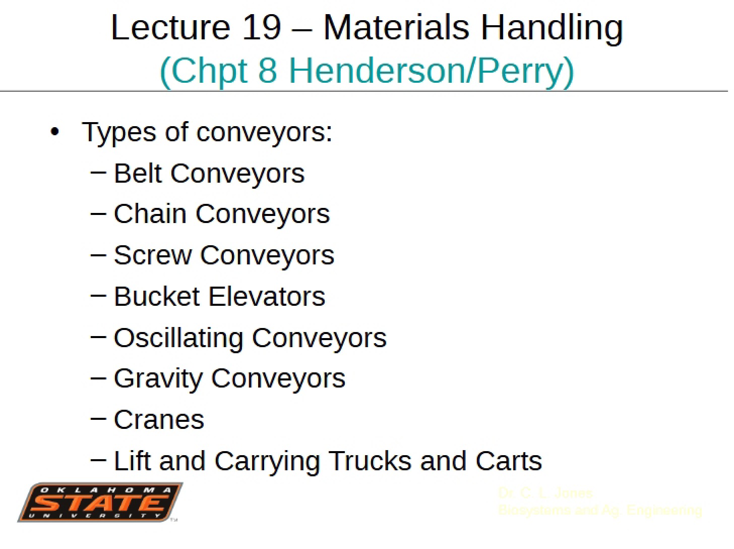 Materials Handling Lecture 19