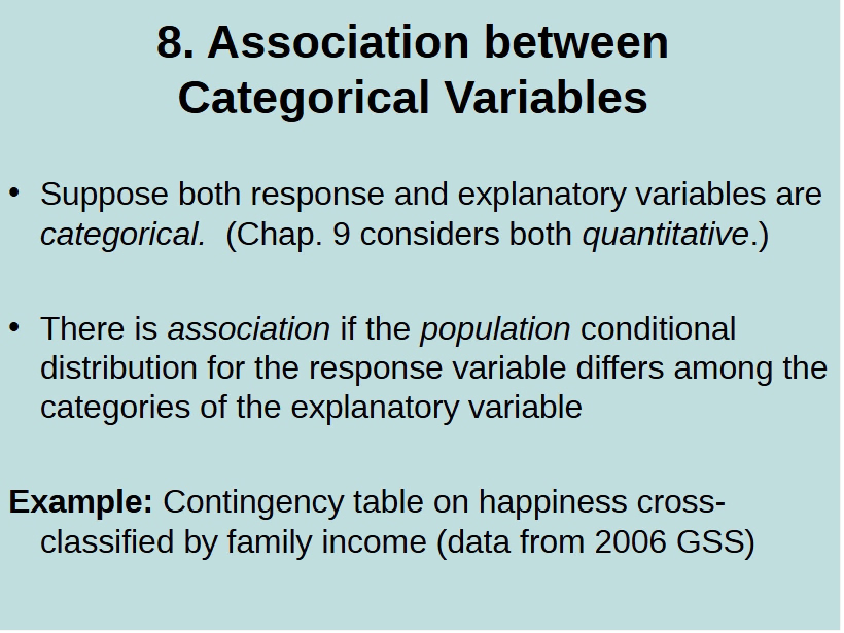 Categorical Variable Association